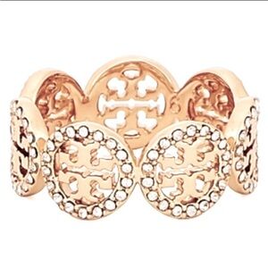 Tory Burch gold pave Logo Ring